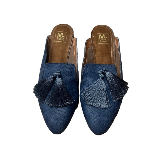 TASSEL by MARK JENKINS Mules w/ Tassels in Blue Size 6/36 — ABSOLUTELY GORGEOUS! - Picture 3 of 7